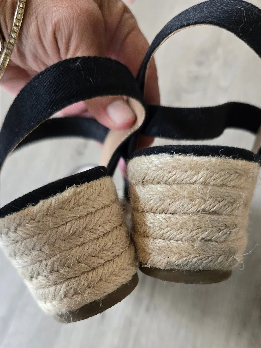 Life Stride Black Espadrille Wedge Sandals Size 8.5